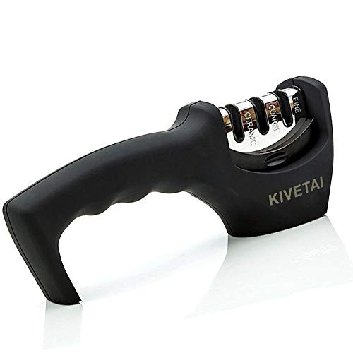 Knife Sharpener- Kitchen Sharpening Stone 3-Stage Knives Grinder Ceramic Knife Sharpeners Tungsten Steel Diamond Sharpener Knives Kitchen Tools Sharpens Dull Knives Quickly and Safe