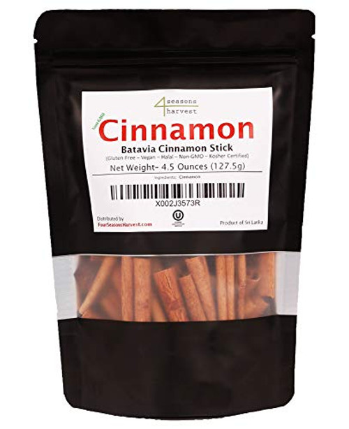 Four Seasons Harvest Cinnamon Sticks Batavia -Non-GMO and Kosher Certified- - 4.5 Oz Four Seasons Harvest Cinnamon Sticks Batavia -Non-GMO and Kosher Certified- - 4.5 Oz