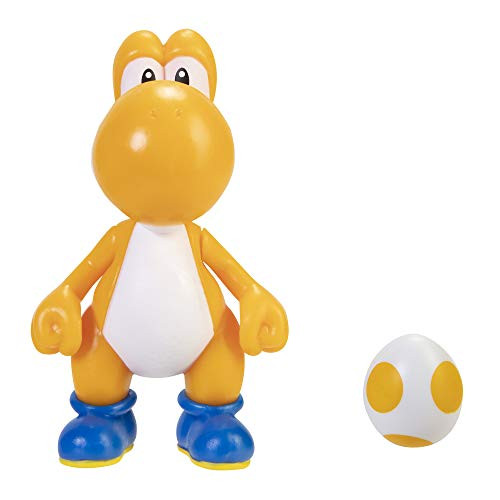 SUPER MARIO Action Figure 4 Inch Orange Yoshi Collectible Toy with Egg Accessory
