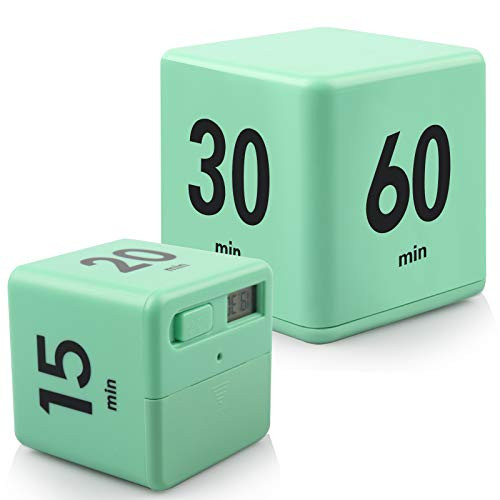 Cube Timer Creative Clock Timer 15- 20- 30 and 60 Minutes for Time Management- Timer for Cooking- Workout Timer- Kids Timer- Best Gift for Time Managers-Green-