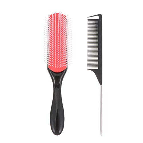 EXCEART Hair Brush Bristle Styling Brush 9-Row Curly Hair Detangling Brush for Separating- Shaping- Defining Curls- Blow-Drying- Styling- Detangling 2Pcs