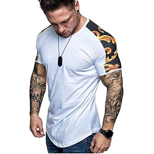 MorwenVeo Men's Short Sleeve Crewneck T-Shirts-Fashion Printed Short Sleeve Street Cotton T-Shirt White MorwenVeo Men's Short Sleeve Crewneck T-Shirts-Fashion Printed Short Sleeve Street Cotton T-Shirt White