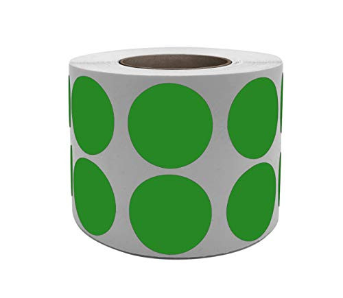 Royal Green Color Coding Labels roll - 3/4inch Diameter Round Dot Stickers in Green Size - 19mm 1050 Pack