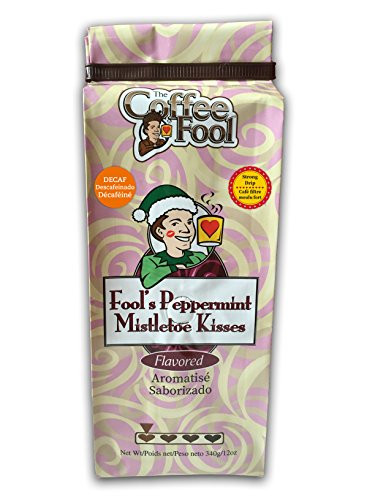 The Coffee Fool Strong Drip Grind, Fool's Decaf Peppermint Mistletoe Kisses, 12 Ounce