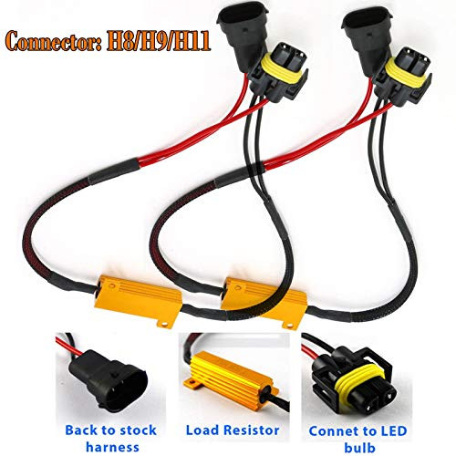 2PCS H8 H9 H11 LED Car Headlight Canbus Resistor 50W 6Ohm Anti-Flicker Error Decoder Warning Canceller 2-Year Warranty