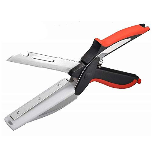 Kitchen Scissor Food Chopper Food Scissor-Winnes 2 In 1 Kitchen Knife  and  Cutting Board Scissors Stainless Steel Food Cutter Fruit Peeler for Meat Vegetables Shredders Kitchen Tools