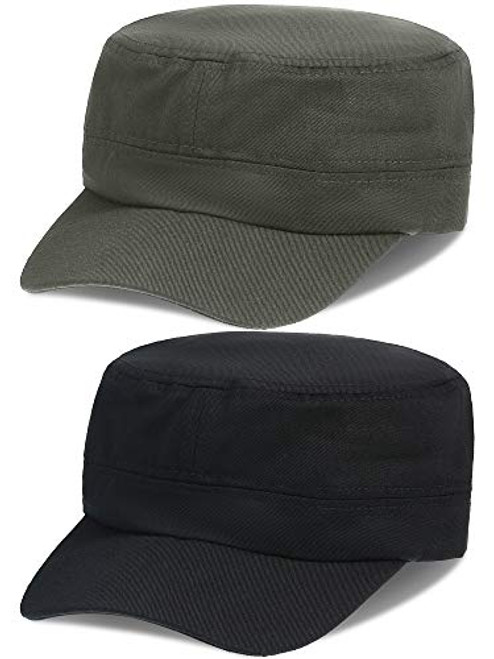 2 Pieces Cadet Army Hats Cadet Caps Military Hat Unisex Adjustable Flat Caps for Women Men -Black- Army Green- 2 Pieces Cadet Army Hats Cadet Caps Military Hat Unisex Adjustable Flat Caps for Women Men -Black- Army Green-