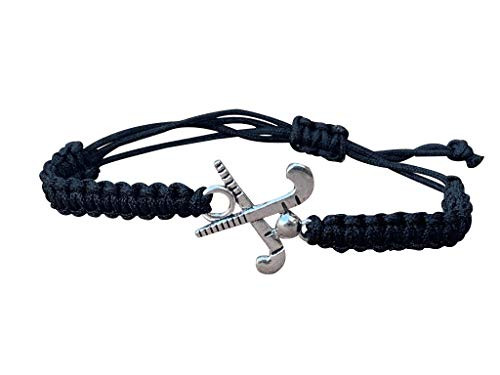 Field Hockey Charm Bracelet- Field Hockey Jewelry Gifts- Perfect Gift for Field Hockey Players- Teams  and  Coaches -Black-