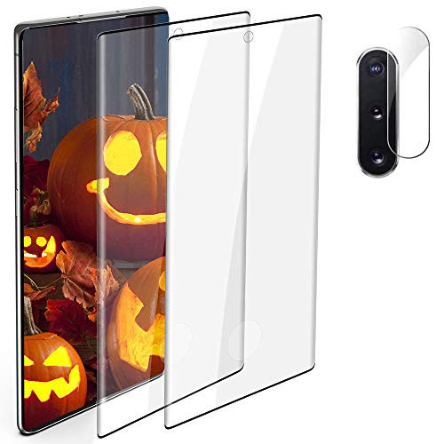 Galaxy Note 10 Plus Tempered Glass Screen Protector -2Plus1- Camera film- Support Ultrasonic Fingerprint- 9H Hardness- Anti-Scratch-3D full coverage for Samsung Galaxy Note 10 Plus-6.8inch-