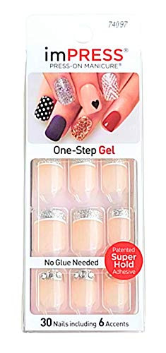 Kiss imPress French Manicure Short Length Gel Nails 74097 Stalker