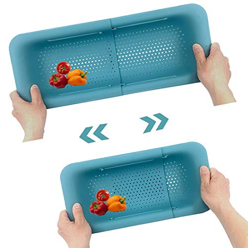 LTSGORY Sink Colander Strainer Basket -Wash Vegetables and Fruits Kitchen Extendable Strainer Drain Basket?Adjustable Fruits Kitchen Collapsible Colander-Drain Cooked Pasta and Dry Dishes