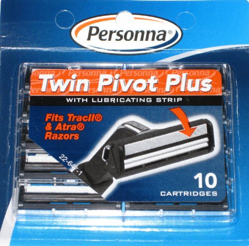 Personna Twin Pivot Plus Cartridges with Lubricating Strip for Atra  and  Trac Ii Razors - 2 Packs of 10 Blades
