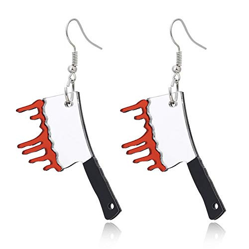 Funny Acrylic Horror Bloody Knife Dangle Earrings Halloween Thriller Kitchen Knife Drop Earrings for Women Girls -Knife-