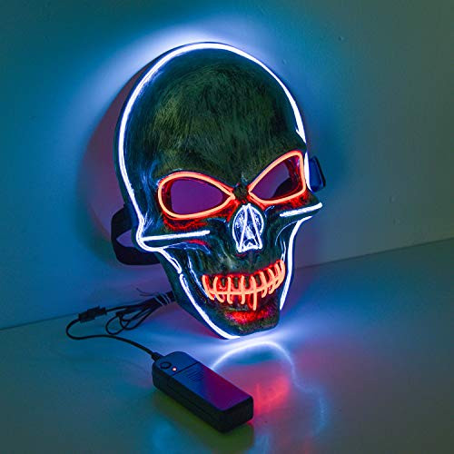Ausein Halloween LED Mask Scary Skull Mask LED Light Up Lighting Blue/Red