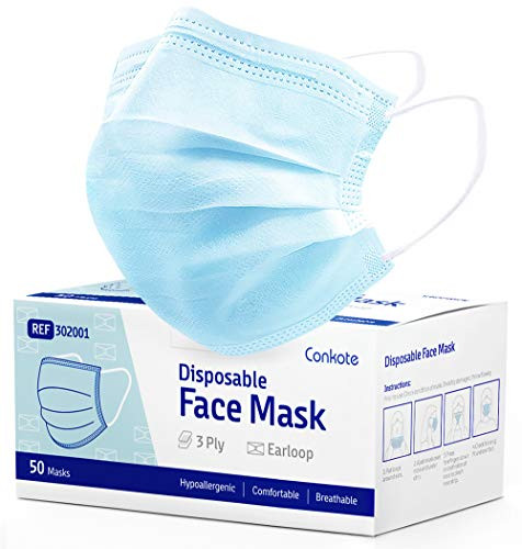 Disposable Face Masks 50 PCS Elastic Ear Loop 3-Layer For Home  and  Office Breathable  and  Comfortable Filter Safety Mask for Adults.