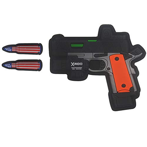 Mini Gun Bullet PVC Rubber Patch 3D Fastener Hook and Loop Backing Tactical Military Morale Patches Badges -Orange-