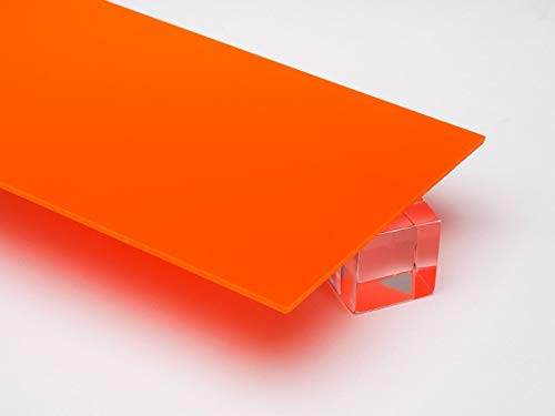 1/8inch -0.118inch- Solid Orange Acrylic Opaque Plexiglass Sheet 12inchx12inch Cast 3mm Thick Nominal Size AZM