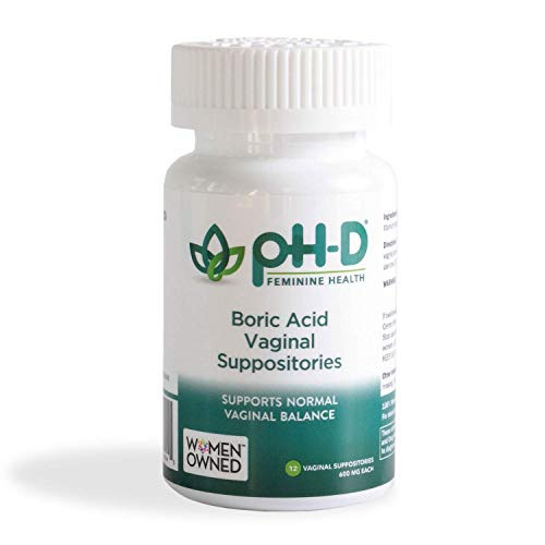 pH-D Feminine Health - 600 mg Boric Acid Suppositories - Woman Owned - Alternative Support for Vaginal Balance - 12 Count