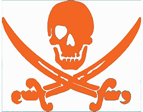 WickedGoodz Orange Pirate Vinyl Decal Transfer - Jolly Roger Sticker - Pirate Decal