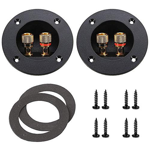 CellCase 2 Pcs 3inch Round 2-Way Speaker Box Terminal Binding Post Screw Cup Connector Subwoofer Plug