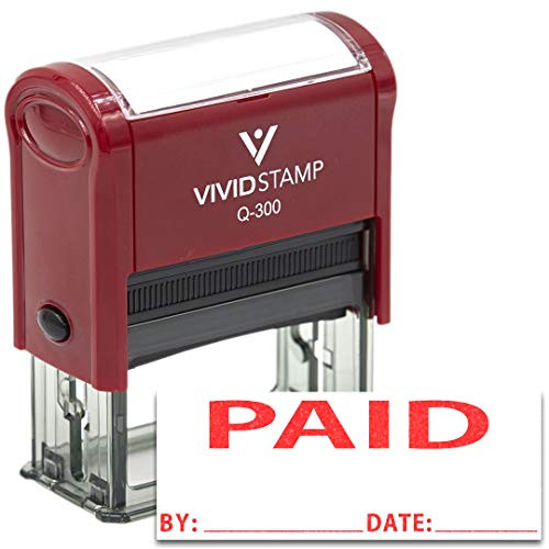 Paid by Date Self Inking Rubber Stamp -Red Ink- Large