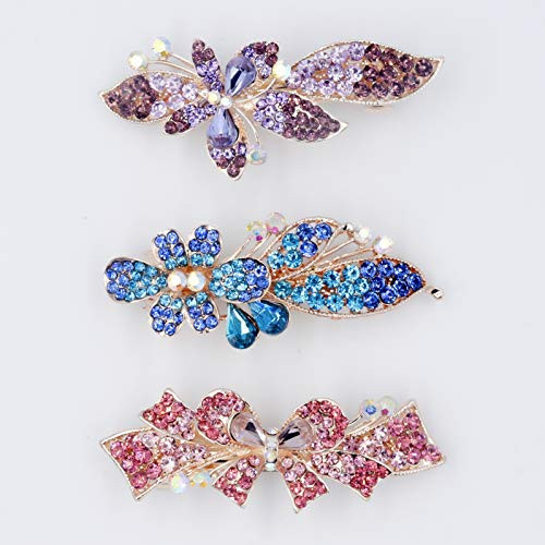 Crystal Hair Claw Clip- 3pcs Rhinestones Hair Barrettes Bling Vintage Spring Hair Clips Bridal Wedding Formal Event Jewelry Accessory for Women Girl -Pink-Blue-Purple- Crystal Hair Claw Clip- 3pcs Rhinestones Hair Barrettes Bling Vintage Spring Hair Clips Bridal Wedding Formal Event Jewelry Accessory for Women Girl -Pink-Blue-Purple-