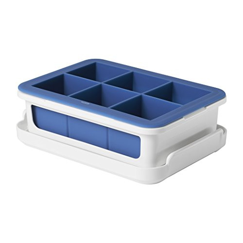OXO Good Grips Silicone Stackable Ice Cube Tray with Lid - Large Cube-Dark Blue