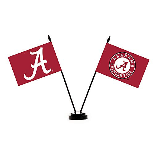 NCAA Alabama Tide Unisex NCAA 2-Flag Desk Setncaa 2-Flag Desk Set- Crimson- One Size