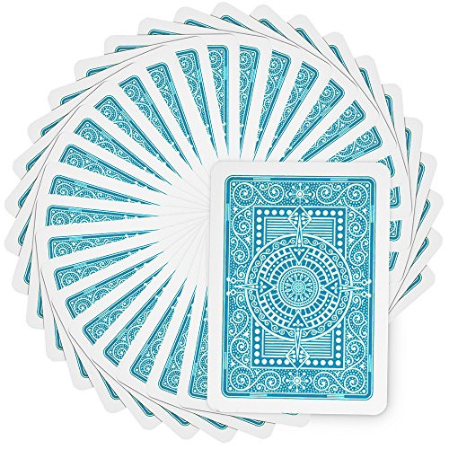 Modiano Texas Poker Hold'em 100 percent Plastic Playing Cards- Jumbo Index- Poker Wide Size -Light Blue-