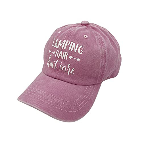 Waldeal Girls' Camping Hair Don't Care Hat Adjustable Vintage Washed Baseball Cap Pink Waldeal Girls' Camping Hair Don't Care Hat Adjustable Vintage Washed Baseball Cap Pink