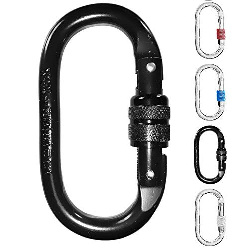XTEK CLIMBING Carabiner Clip  CE Rated 25 kN 5600 LB  Heavy Duty- Rugged Terrain Approved Locking Carabiner Clips - Industrial Strength Twist Lock Carabiners for Hammocks- Camping -1 Carabiner-