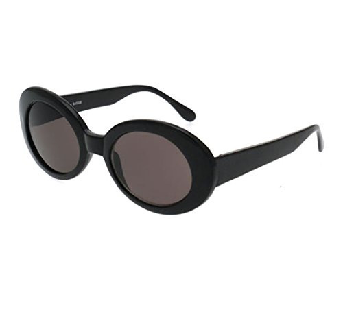 BOLD Retro Oval MOD Thick Frame Clout Goggles Round Lens Sunglasses -Black- Smoke-