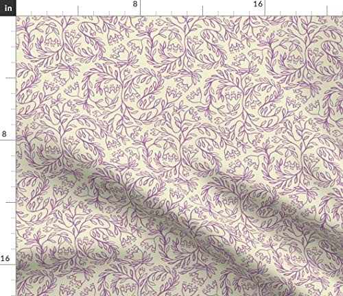 Spoonflower Fabric - Cream Purple Printed on Petal Signature Cotton Fabric by The Yard - Sewing Quilting Apparel Crafts Decor