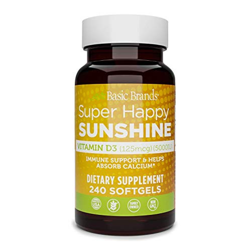 Basic Brands Super Happy Sunshine Vitamin D3 5000IU- 240-count -Pack of 1-
