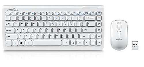 Perixx PERIDUO-707W PLUS, Wireless Mini Keyboard and Mouse Combo - Piano White - 12.60"x5.55"x0.98" Dimension - Brand Batteries Included - 128 Bit AES Encryption