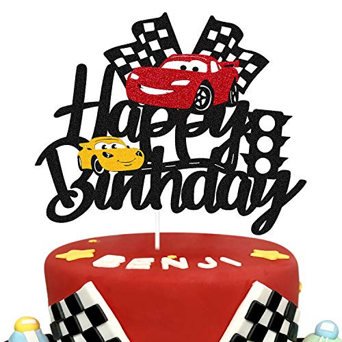 Car Cake Topper Race Car Cake Decorations for Racing Car Checkered Flag Themed Kids Boy Girl Happy Birthday Party Supplies Double Sided Car Cake Topper Race Car Cake Decorations for Racing Car Checkered Flag Themed Kids Boy Girl Happy Birthday Party Supplies Double Sided