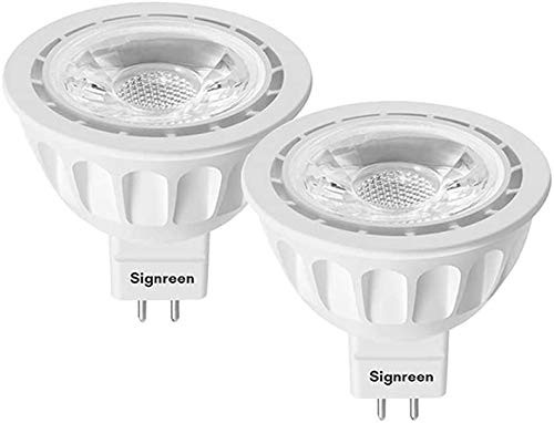 SIGNREEN MR16 LED Light Bulbs 5W- 6000K Cold White- GU5.3 Base- 50W Halogen Replacement- Non-dimmable- 40 Degree- 2 Pack