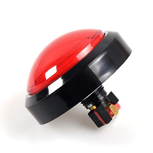 Tongmisi 100mm Big Dome Convex Type Arcade Button 12V LED Illuminated Push Buttons with Microswitch for Arcade Video Games Machine Parts -Red-