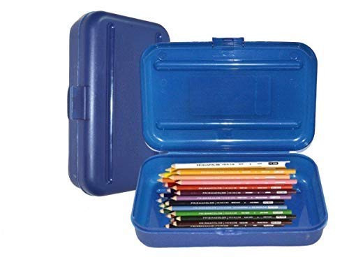 1InTheOffice Pencil Box- Translucent Blue- Plastic School Pencil Boxes- Pack of 2