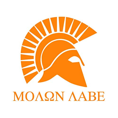 RDW Molon Labe Sticker - Decal - Die Cut - Come and take Them 300 Spartans 3 - Orange 5.00inch x 4.59inch with Custom Text