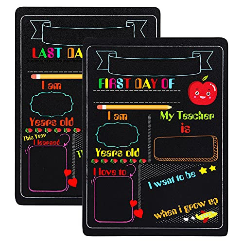 WaaHome First Day and Last Day of School Chalkboard Sign 9inchx12inch Back to School Photo Prop Sign for Kids Girls Boys WaaHome First Day and Last Day of School Chalkboard Sign 9inchx12inch Back to School Photo Prop Sign for Kids Girls Boys