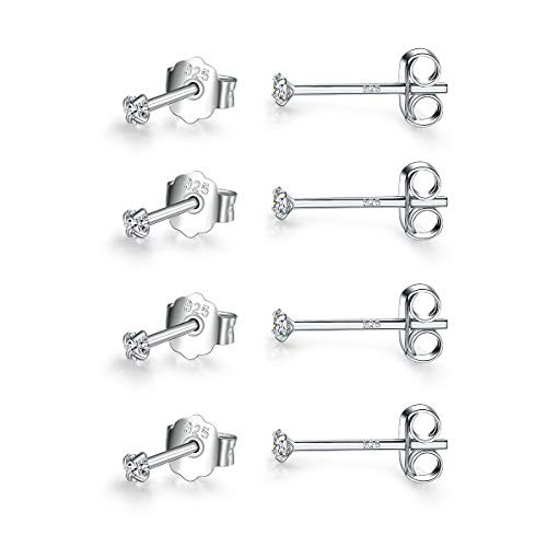 4 Pairs 2mm Sterling Silver Stud Earrings-Round Cubic Zirconia Tiny Stud Earrings Hypoallergenic Cartilage Earrings Set for Women Men Girls Gifts 4 Pairs 2mm Sterling Silver Stud Earrings-Round Cubic Zirconia Tiny Stud Earrings Hypoallergenic Cartilage Earrings Set for Women Men Girls Gifts