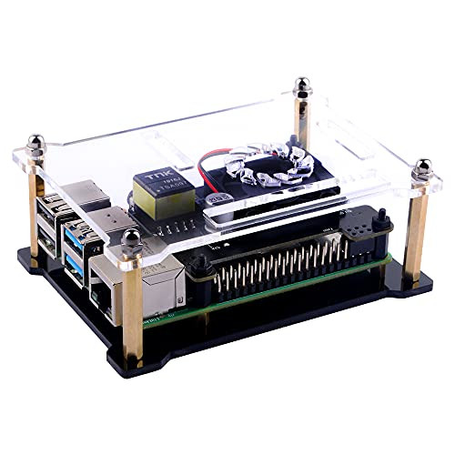 GeeekPi PoE Hat Case for Raspberry Pi 4B and PoE HAT- Acrylic Case for PoE Hat and Raspberry Pi 4B/3BPlus/3B/2B/BPlus -Raspberry Pi and POE HAT NOT Included-