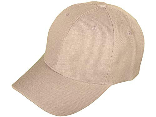 Windcatcher Plain Baseball Cap for Men and Women Adjustable Velcro Hat -Khaki-