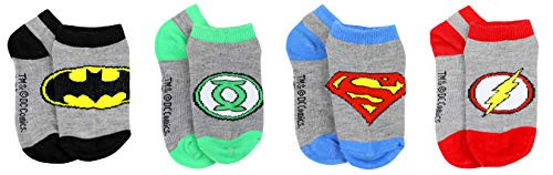 DC Comics Toddler Boy's Justice League 4-Pack No Show Socks- 4T-5T -Shoe Size 8-11-