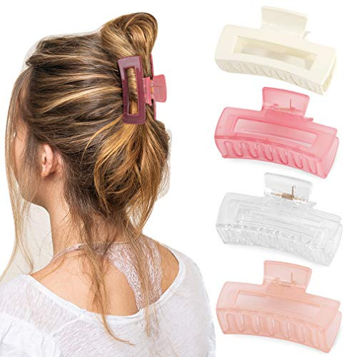 Canitor Hair Claw Clips 4 PCS- Hair Clips for Thin Hair Rectangular Acrylic Hair Clips Banana Hair Clips Non-slip Clip Medium Claw Hair Clips Jaw Clips Canitor Hair Claw Clips 4 PCS- Hair Clips for Thin Hair Rectangular Acrylic Hair Clips Banana Hair Clips Non-slip Clip Medium Claw Hair Clips Jaw Clips