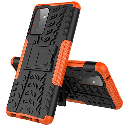 ISADENSER Compatible with Samsung A72 5G Case- Galaxy A72 5G Cover Slim Case Heavy Duty with Kickstand Dual Layer Drop Protection Shockproof Hard Phone Case for Samsung Galaxy A72 5G Hyun Orange