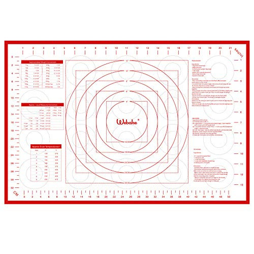 Webake Baking Mat Silicone Pastry Mat Extra Large Non Stick Fondant Mat 24 x 16 Inch For Macaron- Rolling Dough- Pie Crust- Pizza and Cookies- Easy Clean Kneading Mat With Measurements Webake Baking Mat Silicone Pastry Mat Extra Large Non Stick Fondant Mat 24 x 16 Inch For Macaron- Rolling Dough- Pie Crust- Pizza and Cookies- Easy Clean Kneading Mat With Measurements
