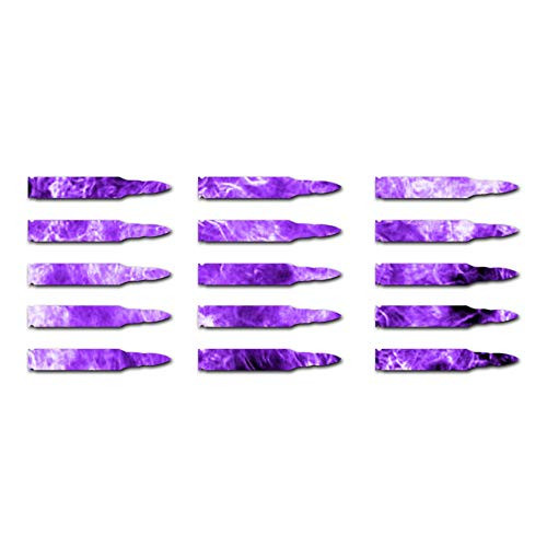 Set Of 15 AR-15 Bullets Rifle Ammo - Vinyl Decal Sticker - 7.75inch x 3inch - Purple Flames