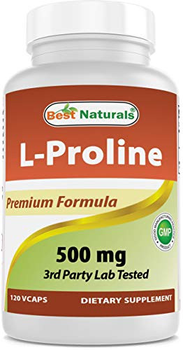 Best Naturals L-proline Amino Acid Dietary Supplement 500 Mg- 120 Count -817716014456-